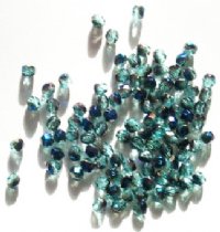 100 4mm Faceted Aqua Azuro Firepolish Beads